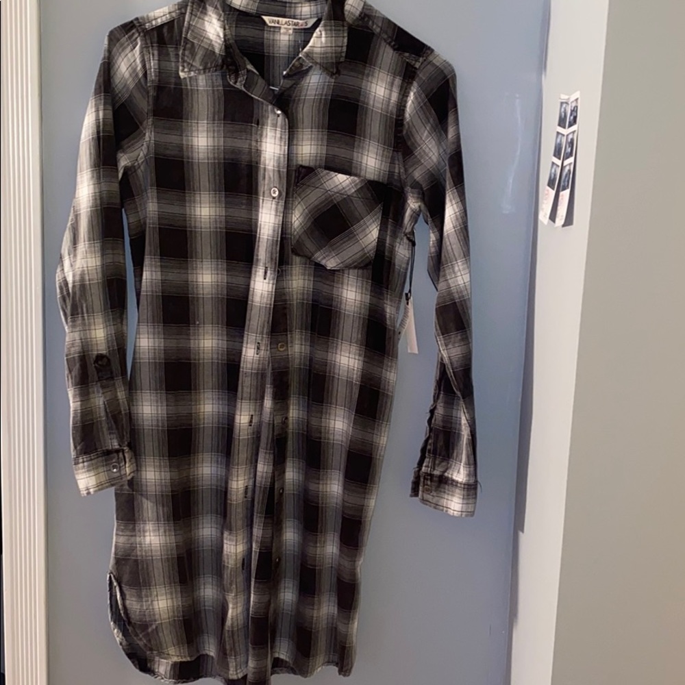 Plaid button down dress